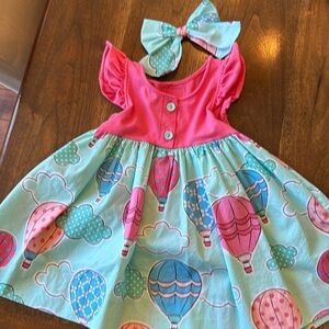Eleanor Rose hot air balloon dress. Hair bow included.